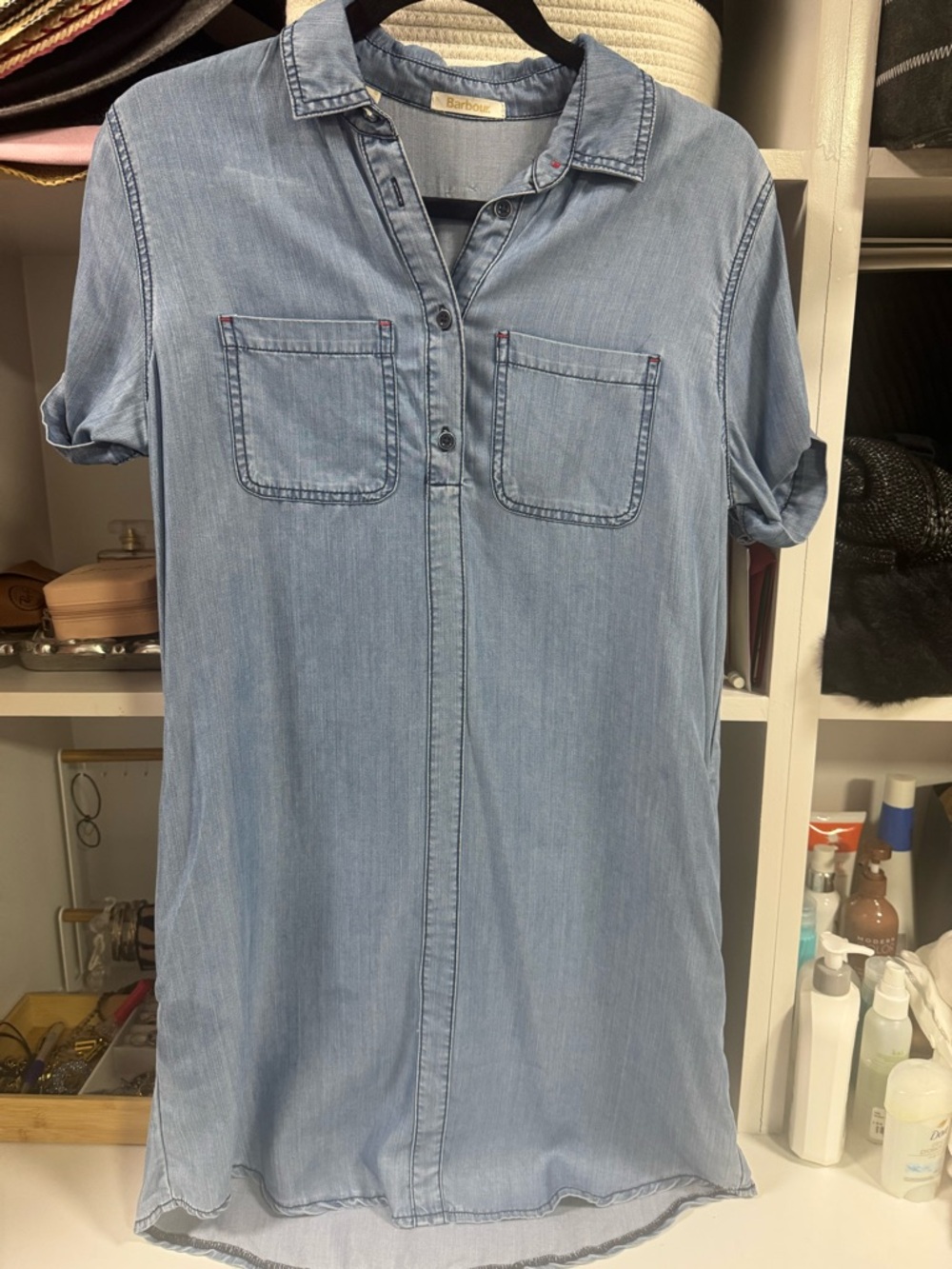 Barbour Chambray Button Front Shirt | Lightweight Denim | Casual Chic - Picture 4 of 6